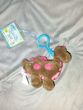 Kinz Klip Brown Plush Dinosaur Clip with Pink Accents